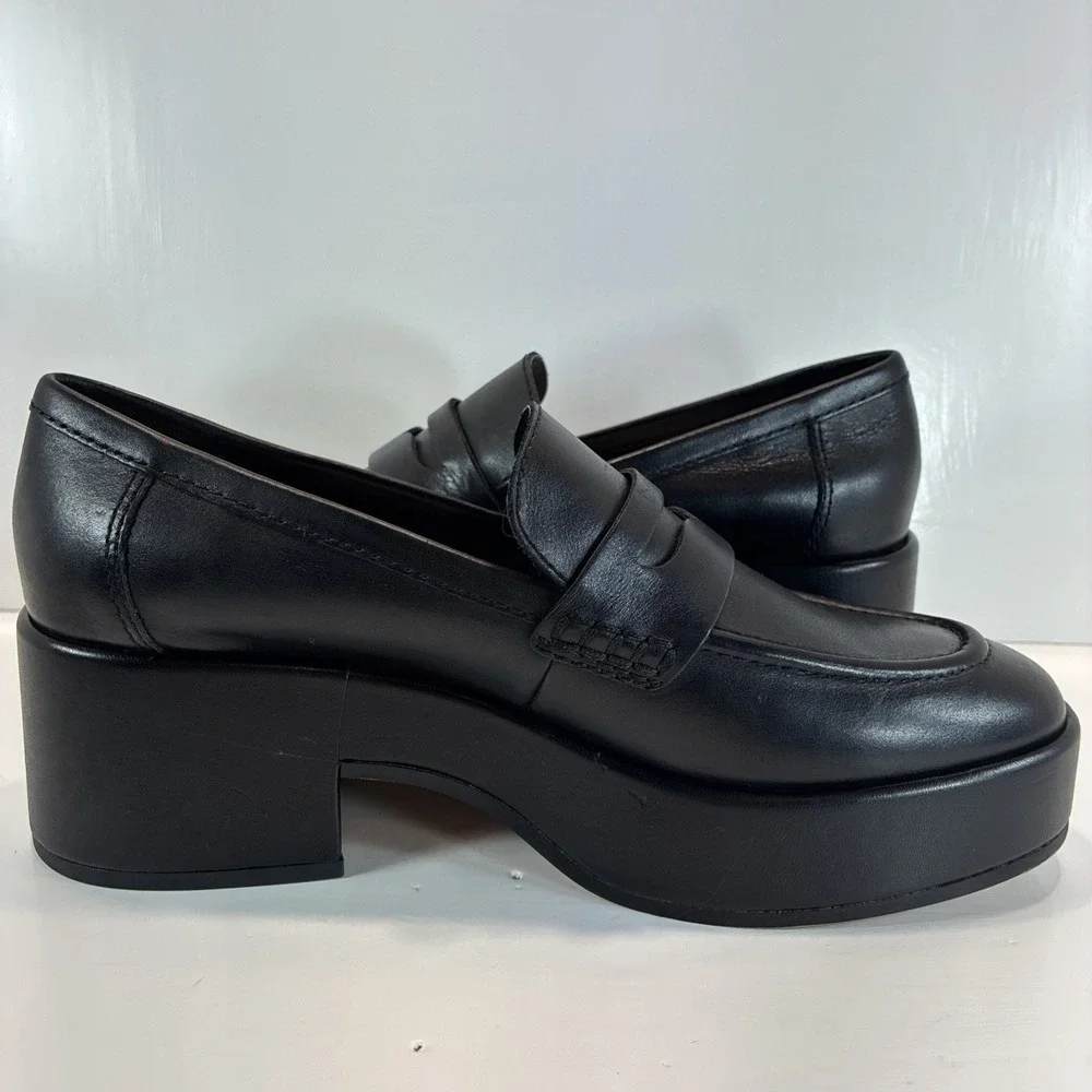 Women's 7.5 Shoes Dolce Vita Black Leather Yanni Platform Penny Loafers Mint